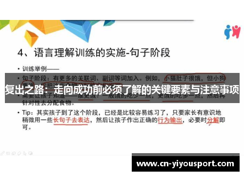 复出之路：走向成功前必须了解的关键要素与注意事项